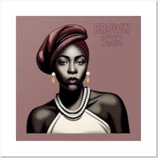 Brown Skin Burgundy Cap & Lippy Beauty Posters and Art